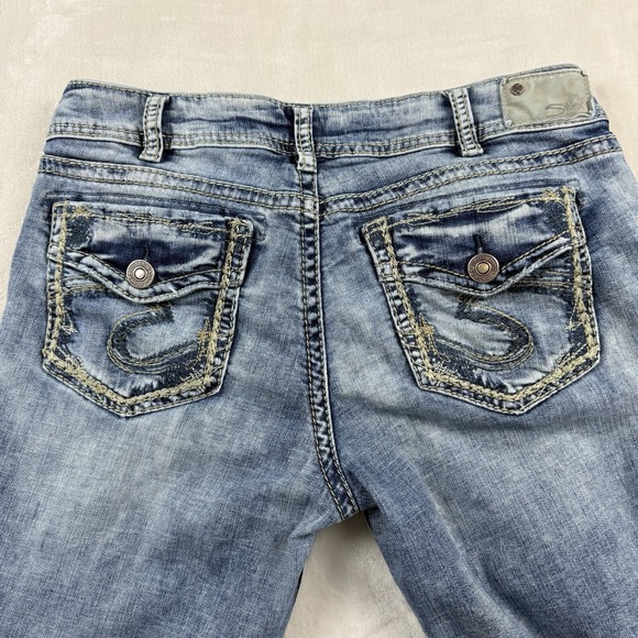 Silver Jeans Womens 32 Suki Mid Bootcut Blue Flap Pocket Y2K Stretch Denim - Picture 4 of 13
